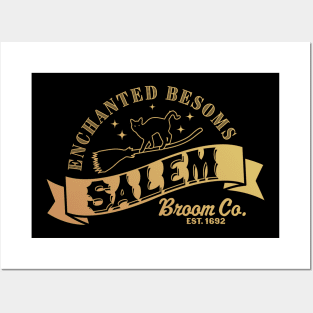 Salem Broom Company Est 1692 Halloween Witch Black Cat Posters and Art